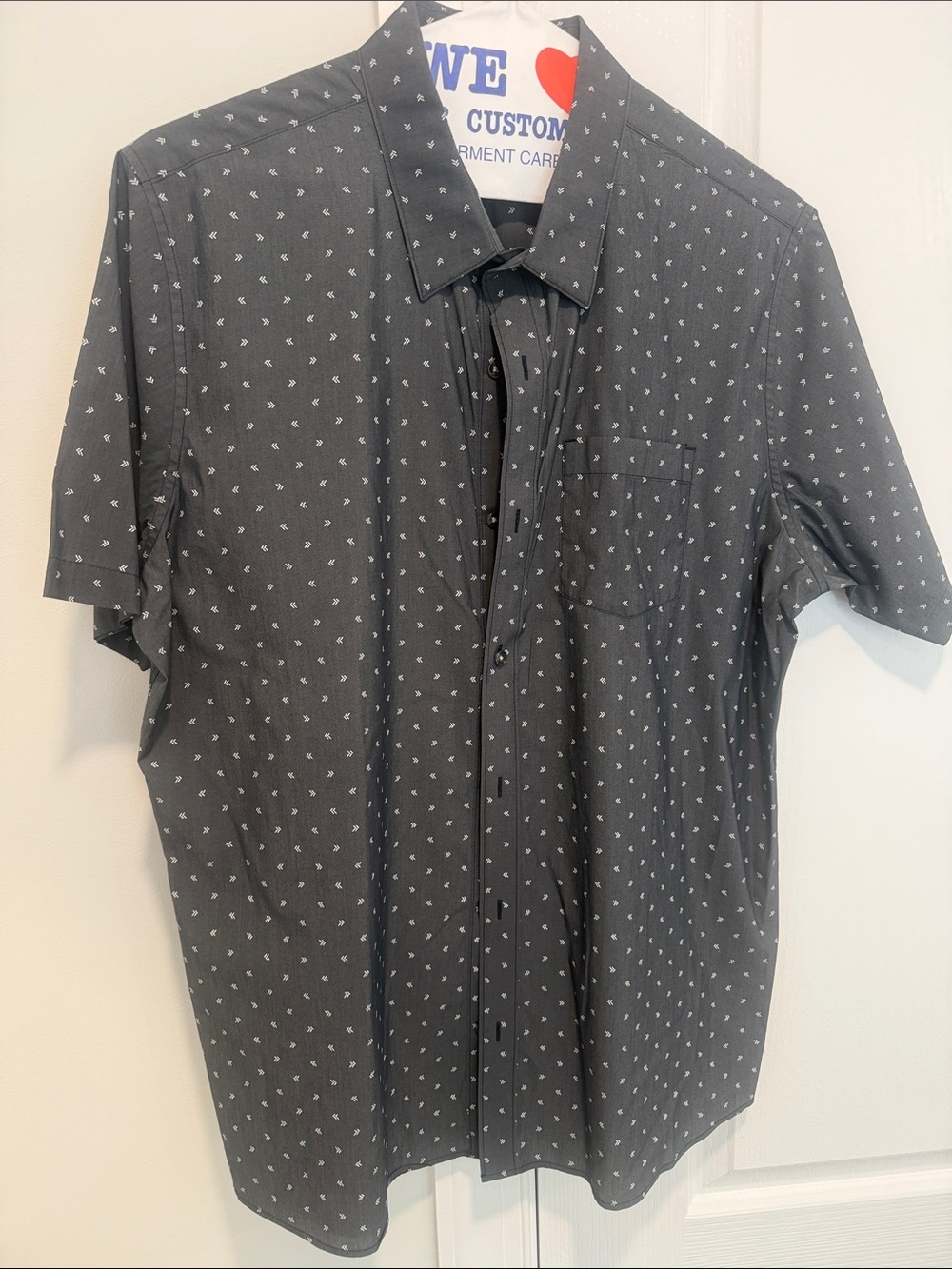 Travis Mathew Short-Sleeve Black Shirt with White Micro-Dot Print